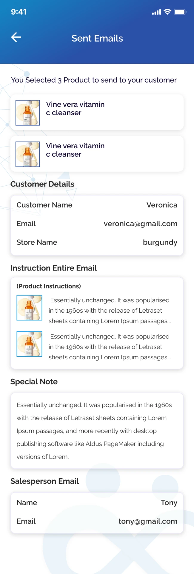 Easy Steps screen showing the finished instruction email